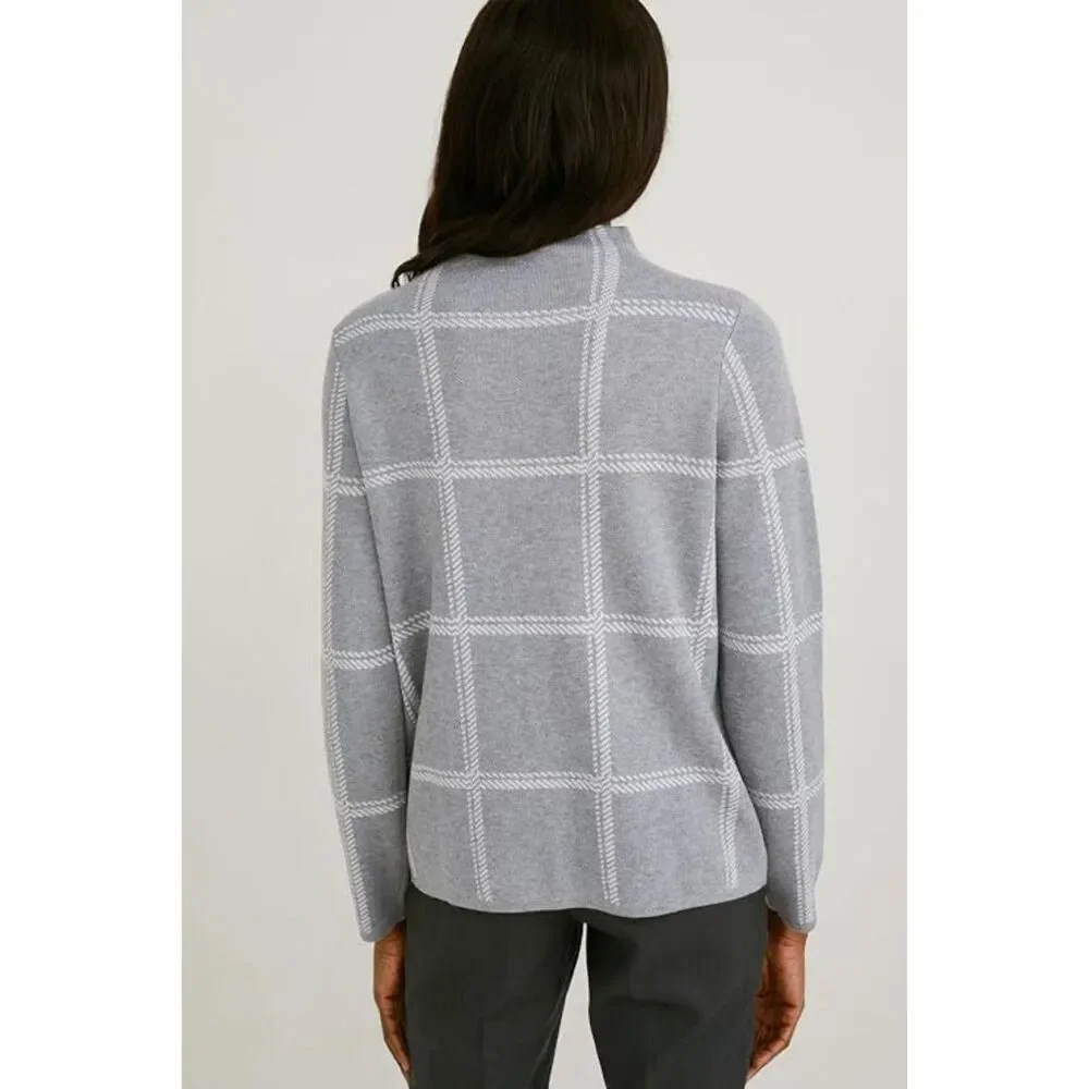 Grey and white plaid sweater